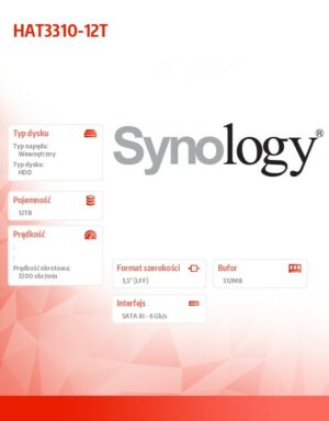 Synology Dysk HDD 12TB HAT3310-12T SATA 3,5 cala 512e 7,2k - obrazek 2